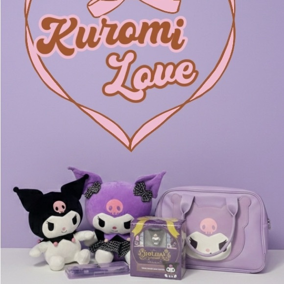 Kuromi Other - Kuromi Plush and Bag Set in Purple and Black Bundle 5 Pc set
